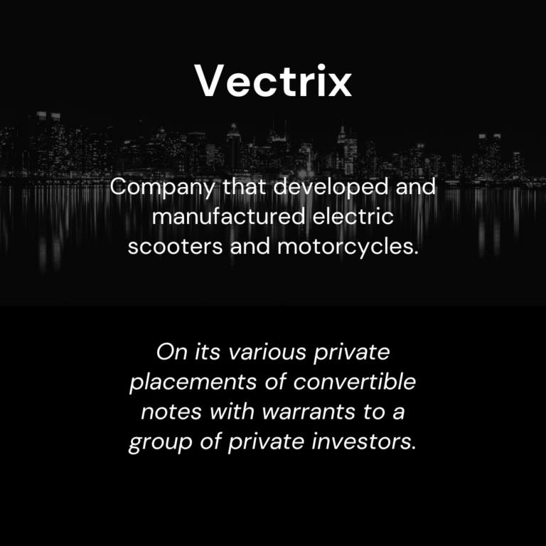 Vectrix Private Placements to Private Investors